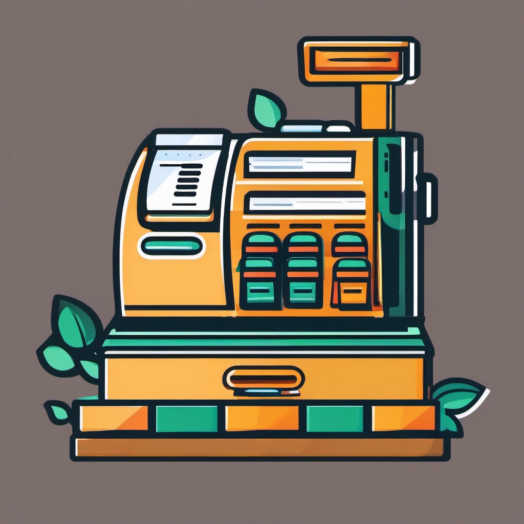 Cash Register and Coins Icon - Cash register and coins icon for retail and payments,  color vector clipart, minimal style