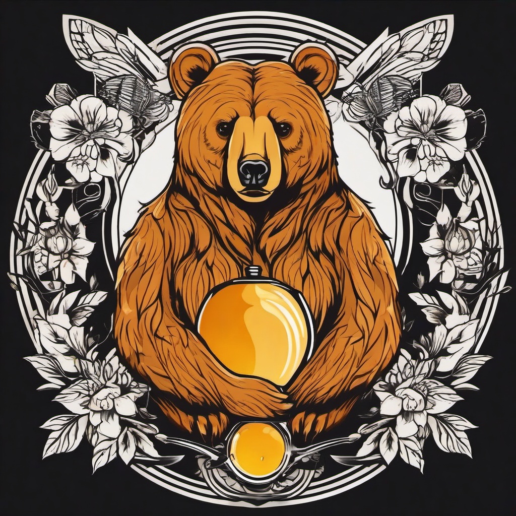 honey bear tattoo  simple vector color tattoo