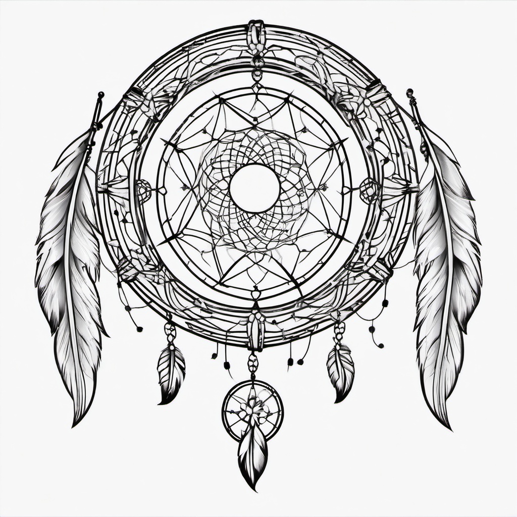 Angel Dream Catcher Tattoo - Tattoo combining a dream catcher with angel elements.  simple vector tattoo,minimalist,white background