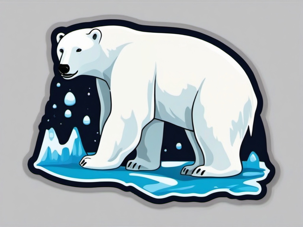 Polar Bear Melting Ice sticker- Arctic Conservation Cry, , color sticker vector art