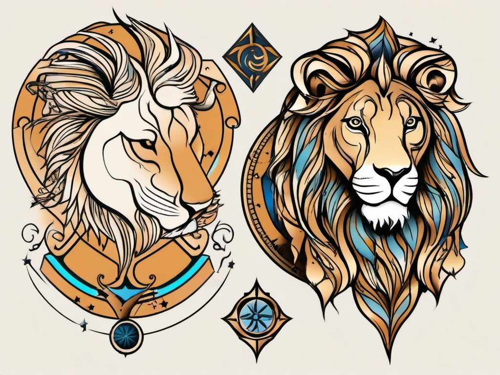 tattoo zodiac leo  simple vector color tattoo