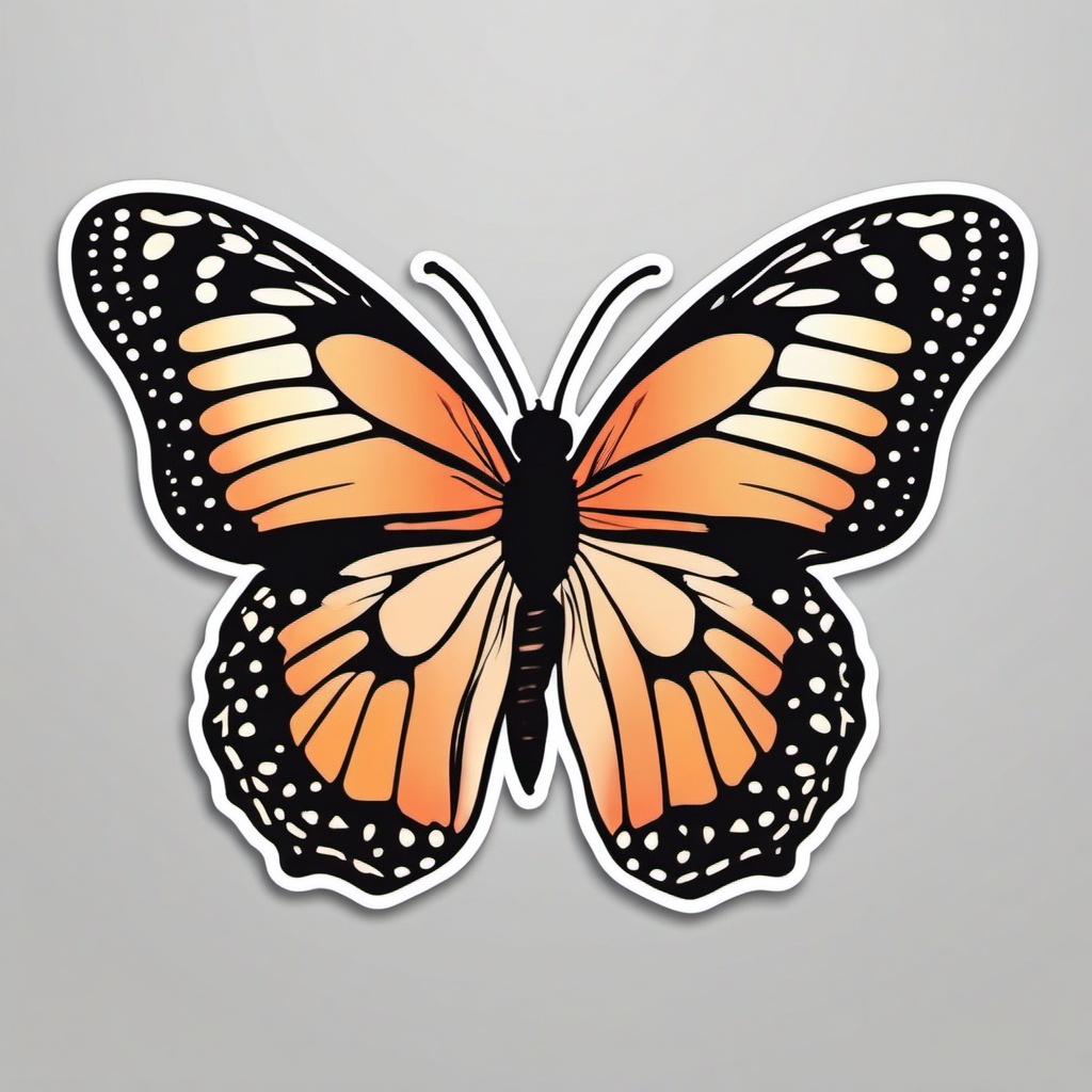 Butterfly Sticker - Delicate butterfly illustration, ,vector color sticker art,minimal