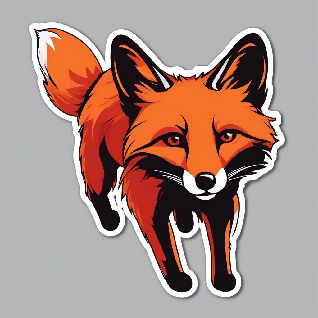 Red Fox Sticker - A sleek red fox with a bushy tail, ,vector color sticker art,minimal