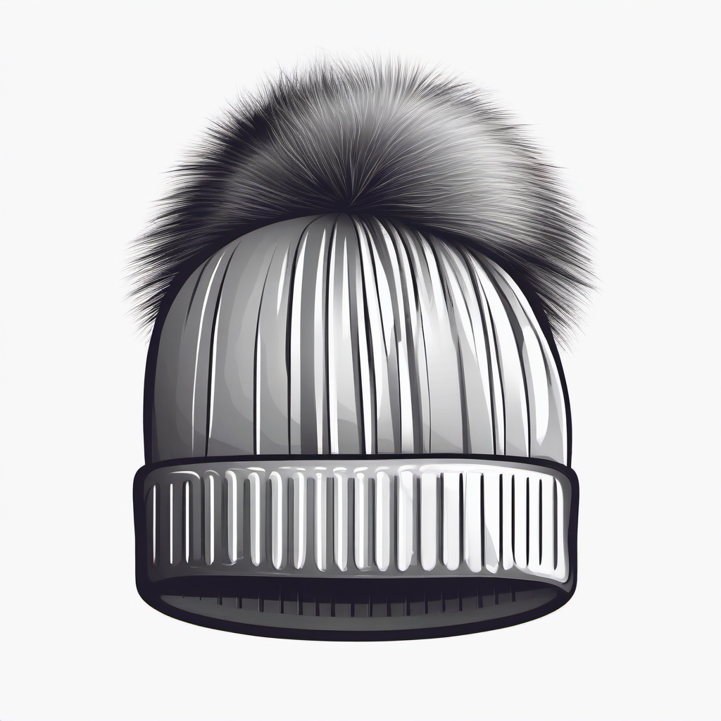 Winter hat with a pom-pom on top clipart.  vector style illustration, white background