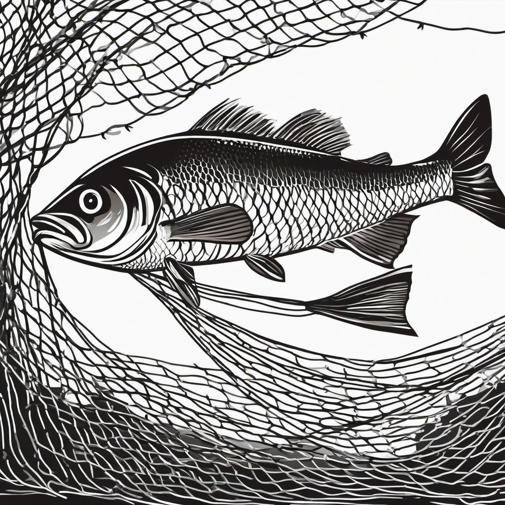 Fish clipart - fish caught in a fishing net  