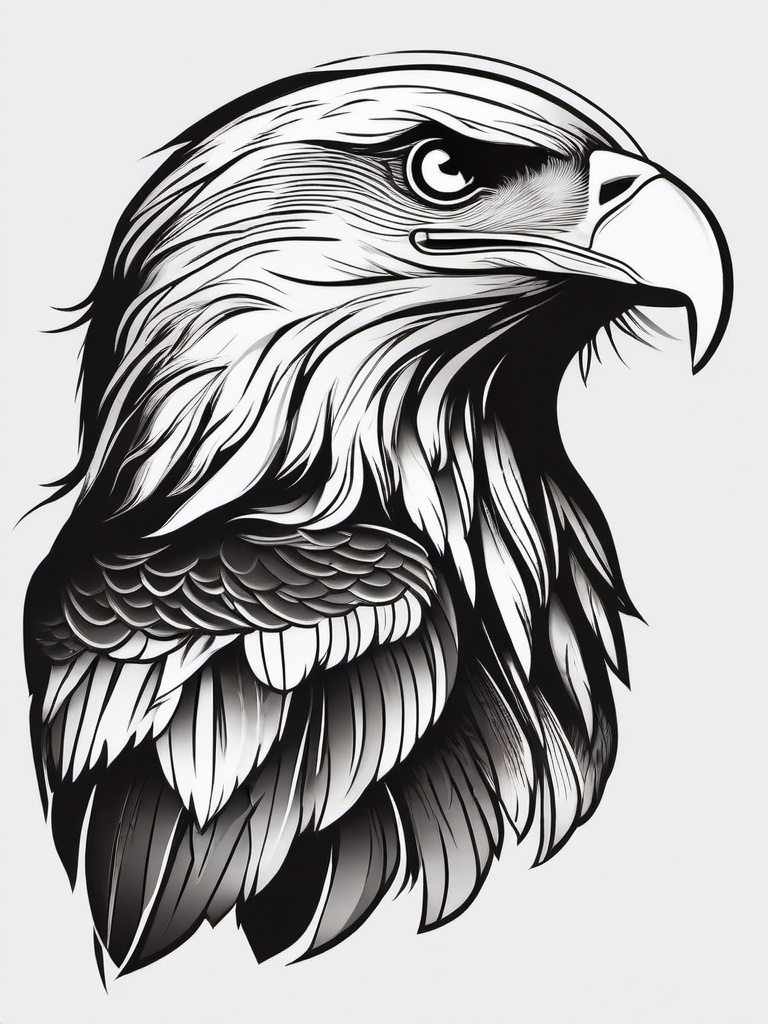 Bald Eagle Tattoo - Classic bald eagle tattoo  minimalist tattoo design, white background