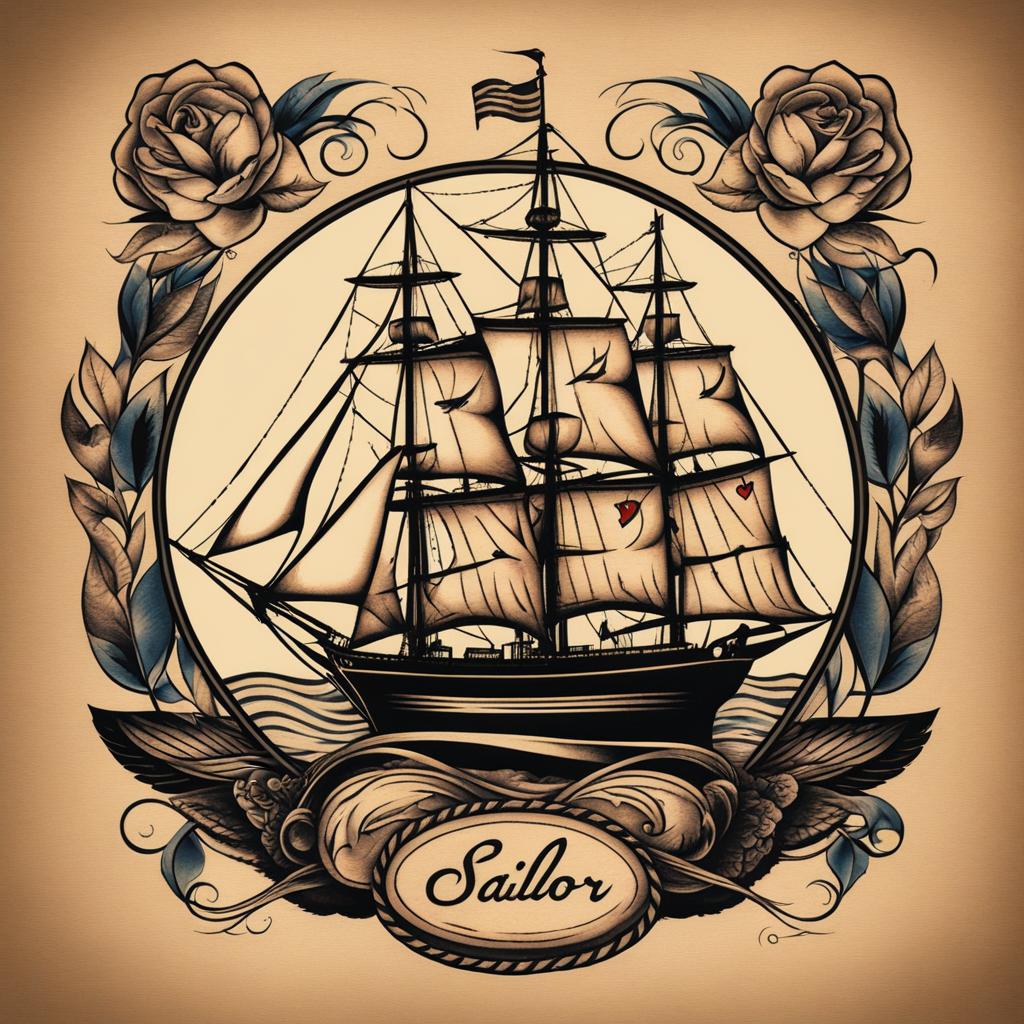 sailor jerry tattoo, inspired by the iconic american tattoo artist and his classic designs. 