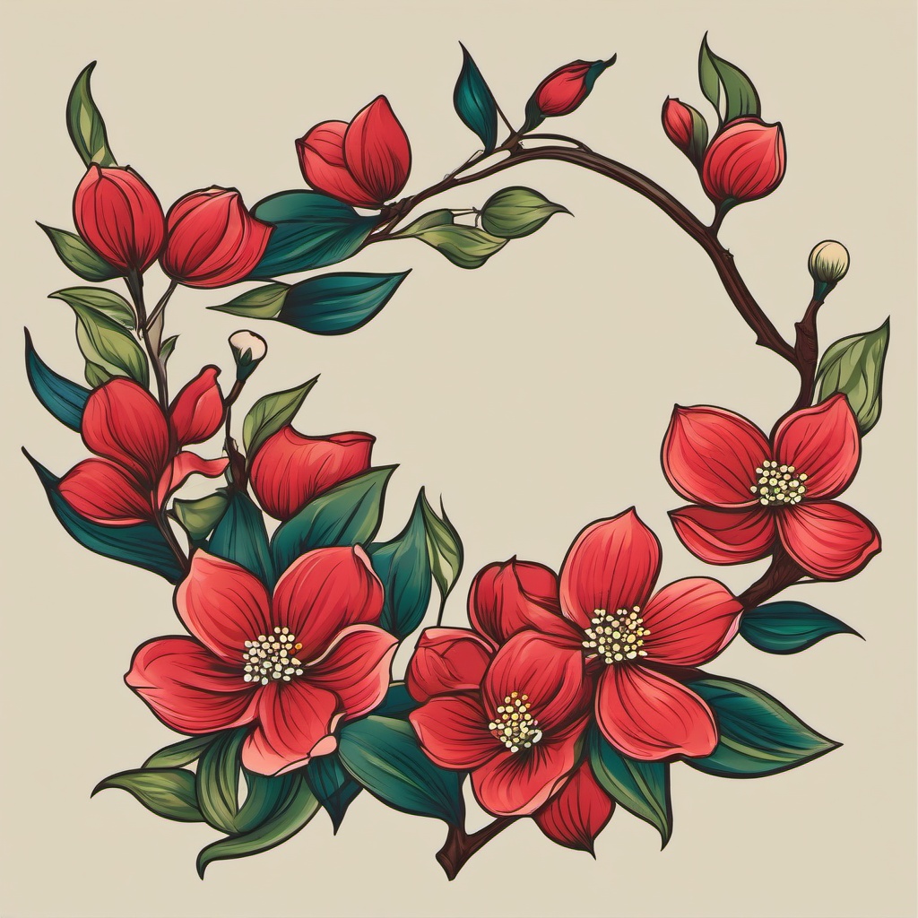 dogwood branch tattoo  simple vector color tattoo