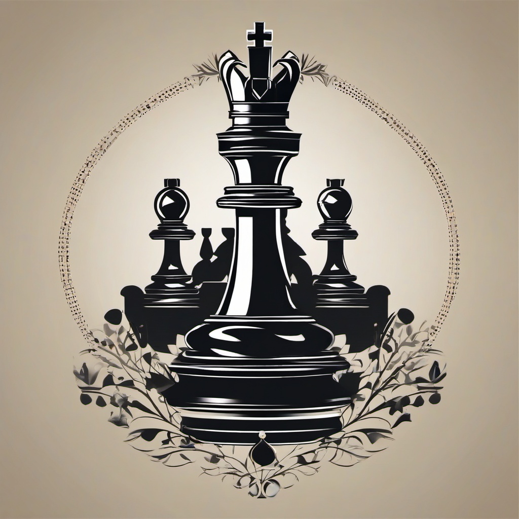 King and Queen Chess Piece Tattoo - A royal chessboard on your skin.  minimalist color tattoo, vector