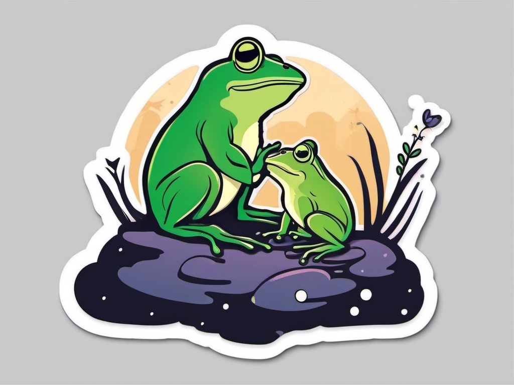 Frog Prince Kissing Sticker - The frog prince sharing a magical kiss. ,vector color sticker art,minimal