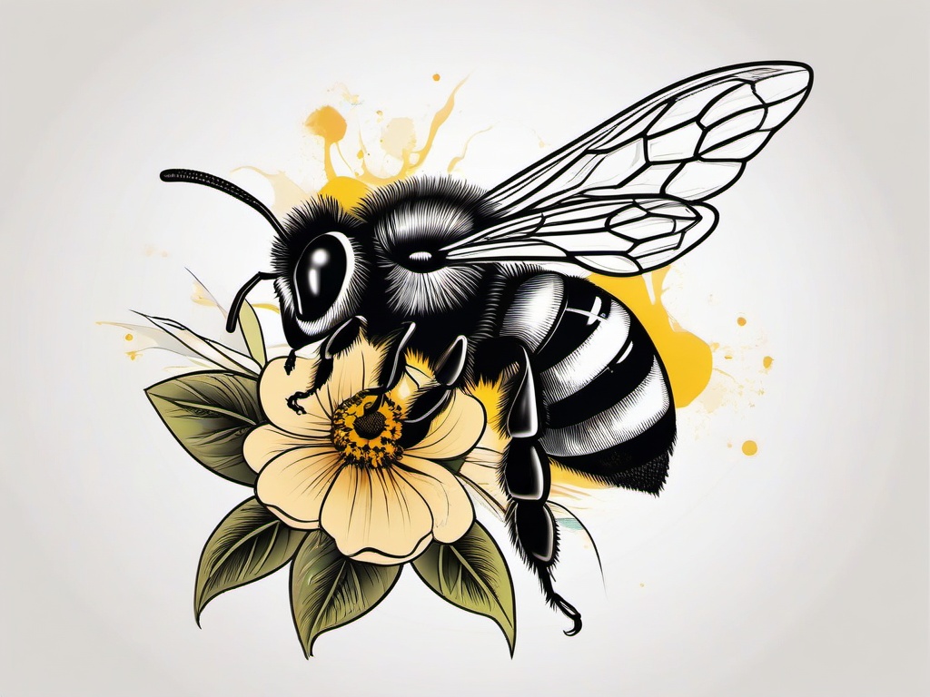 bee with flower tattoo  vector tattoo design