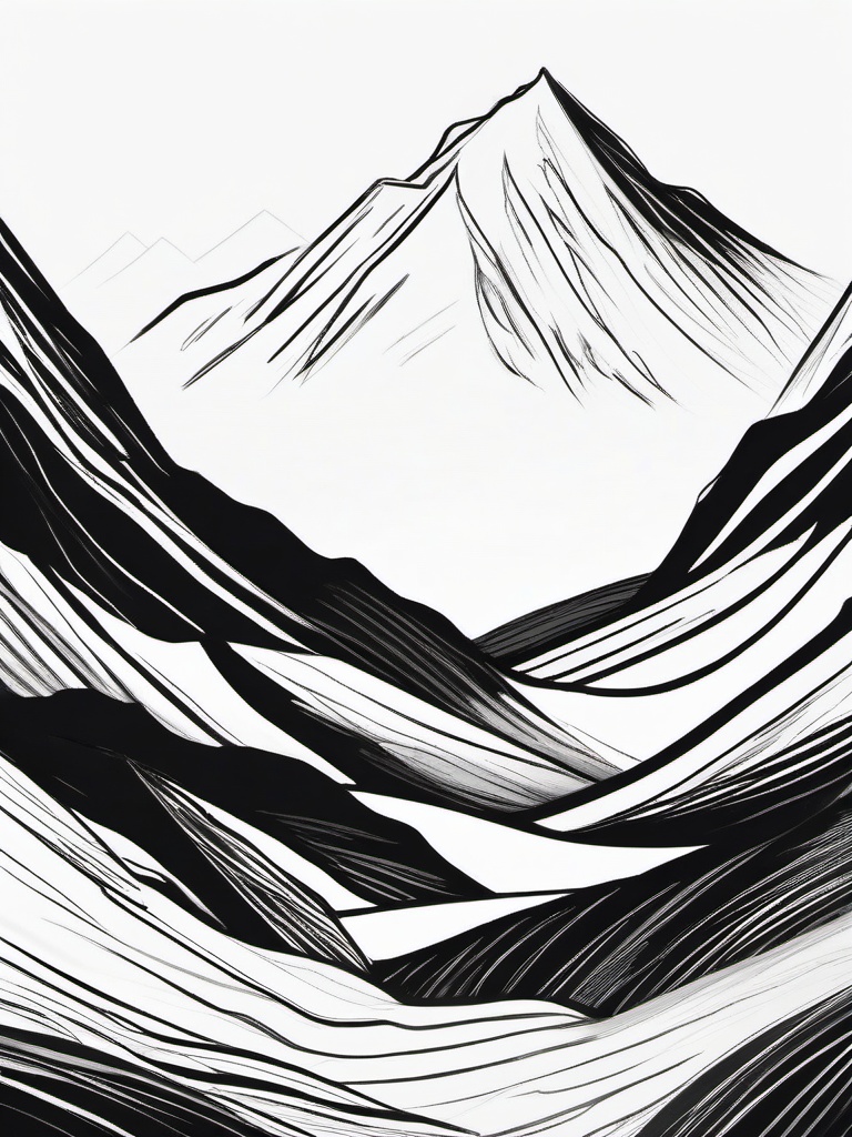 simple drawing of mountain  minimal rough sketch scribbles,doodles,black and white