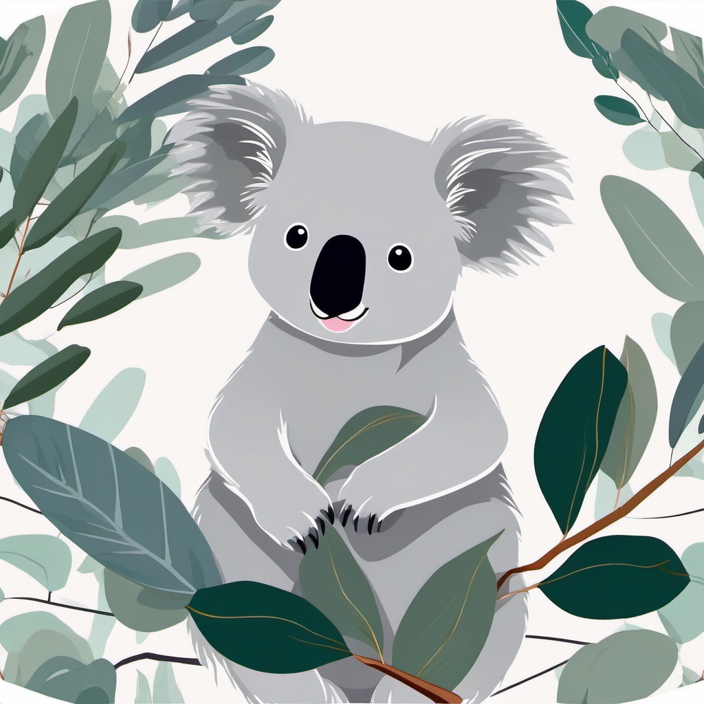 Cute Koala in a Eucalyptus Canopy  clipart, simple