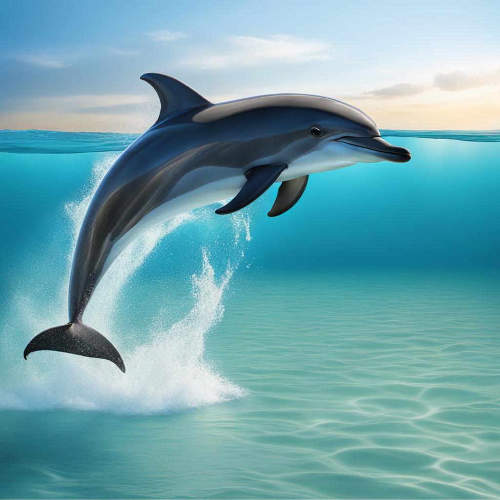 dolphin clipart: leaping joyfully in crystal-clear ocean waters. 