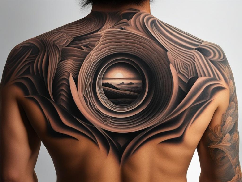 3d tattoo, creating optical illusions and depth in body art. 