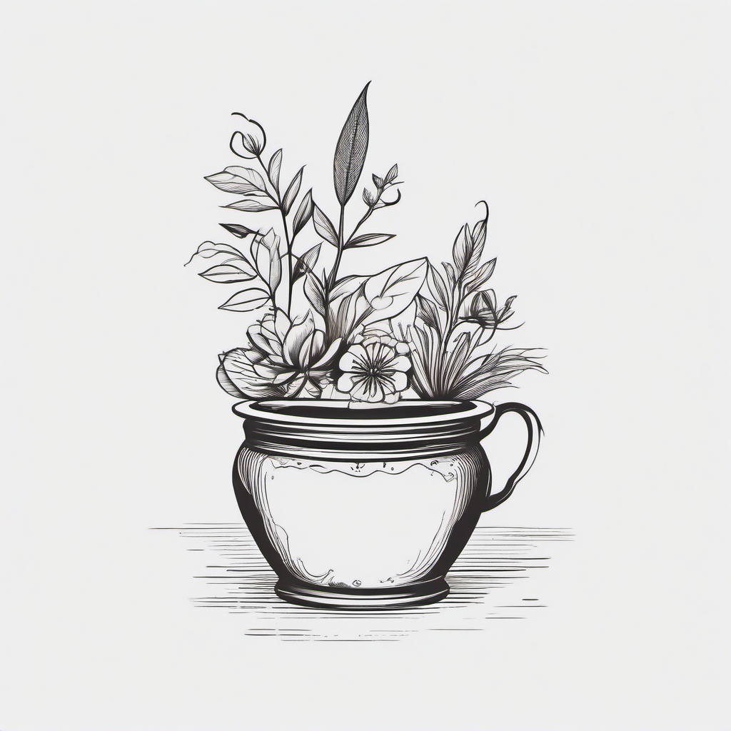 Hunny Pot Tattoo - Showcase the whimsical and charming imagery of a hunny pot in a tattoo, drawing inspiration from classic tales and iconic characters.  simple tattoo,minimalist,white background