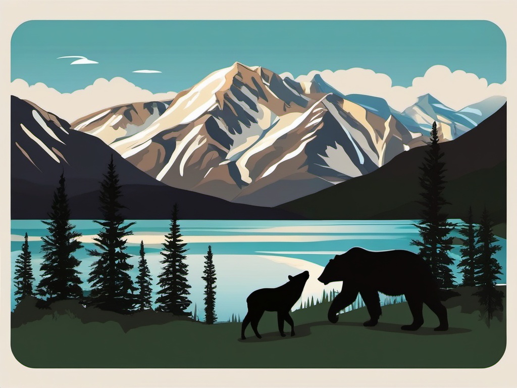 Denali National Park sticker- Wilderness and wildlife in Alaska, , sticker vector art, minimalist design