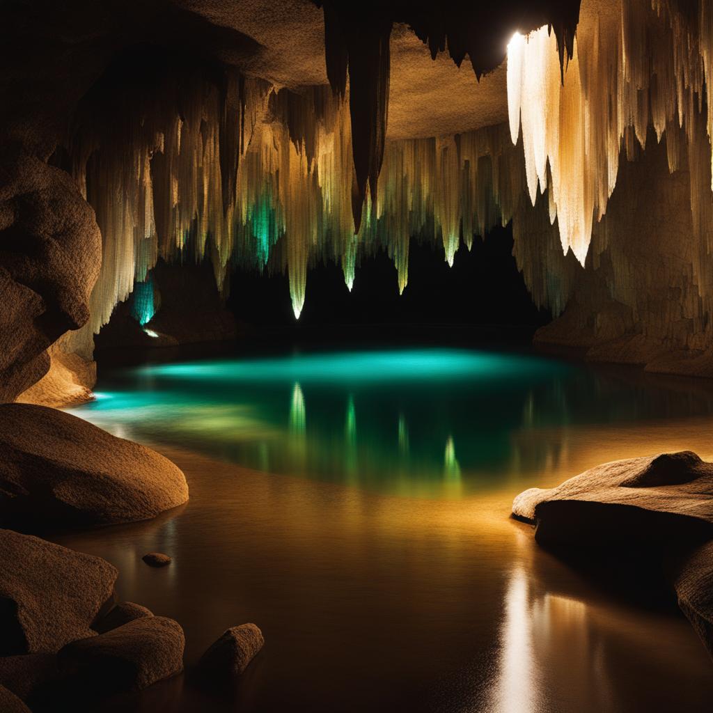 explore crystal cavern retreat, an underground world of luminescent crystals and underground lakes. 