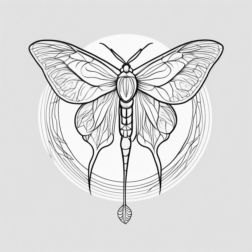 Chinese Moon Moth Tattoo - Tattoo featuring a Chinese moon moth.  simple vector tattoo,minimalist,white background