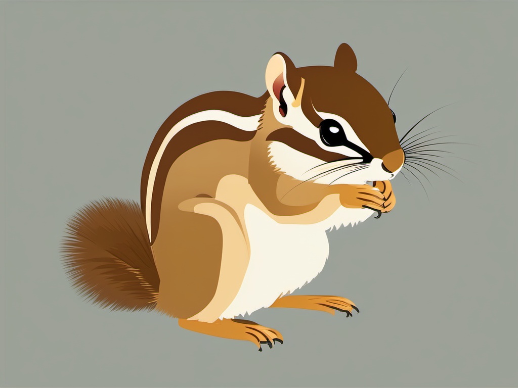 Eastern Chipmunk Clip Art - Eastern chipmunk with cheek pouches,  color vector clipart, minimal style