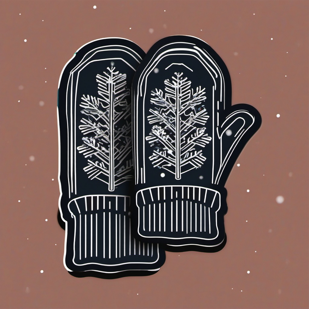 Winter mittens sticker- Woolen and warm, , sticker vector art, minimalist design