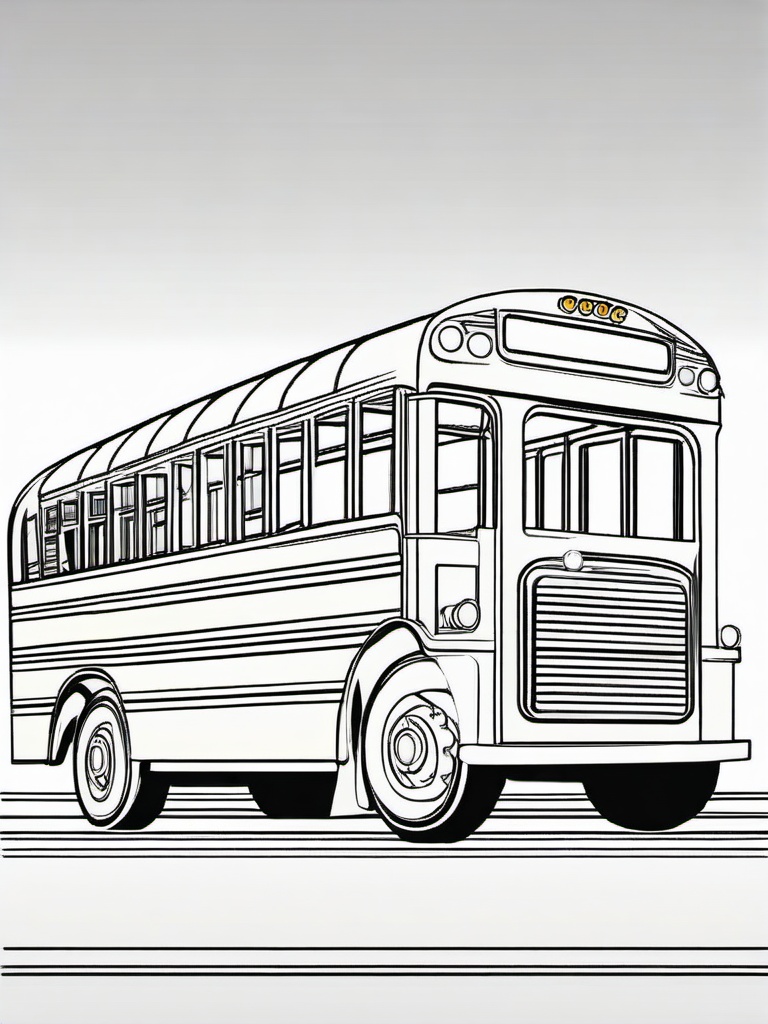 School Bus Coloring Pages - Fun Yellow Bus for Students  minimal black outline printable sheet, coloring page