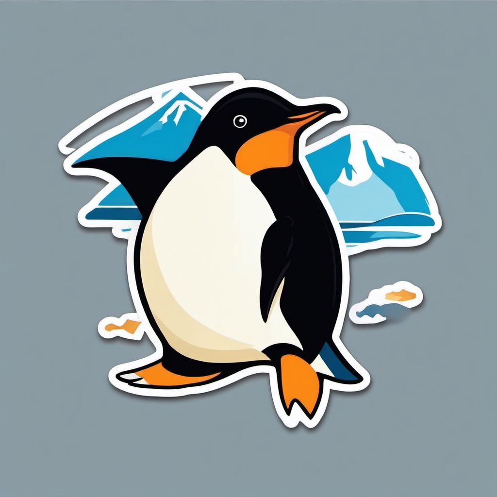 Penguin Pogo sticker- Antarctic Jumping Jamboree, , sticker vector art, minimalist design