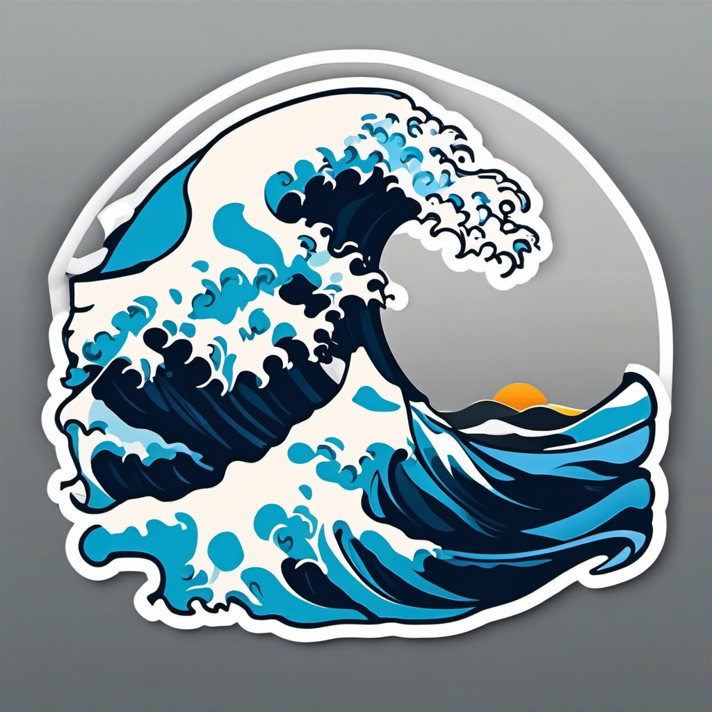 Water Wave Sticker - Water wave for ocean themes, ,vector color sticker art,minimal