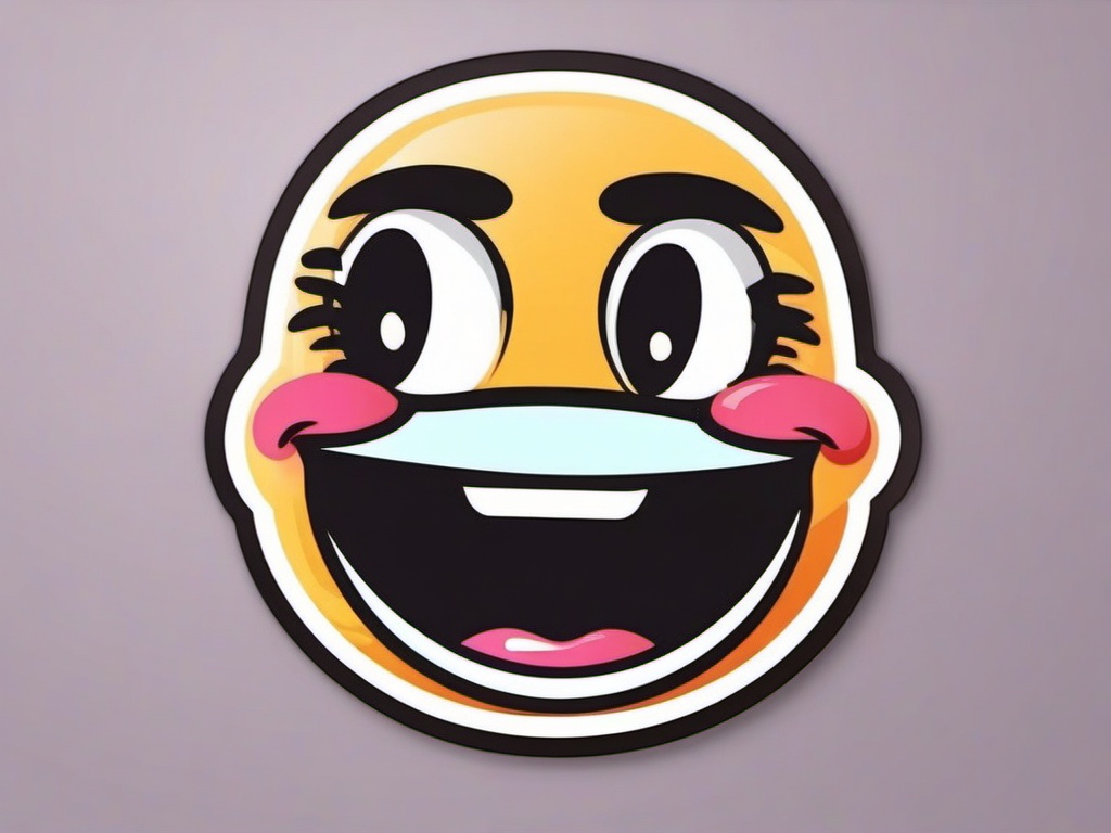 Crying Laughing Sticker - Face with tears of joy laughing, ,vector color sticker art,minimal