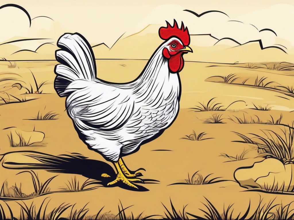 Chicken Cartoon - Cartoon of chicken pecking on the ground  