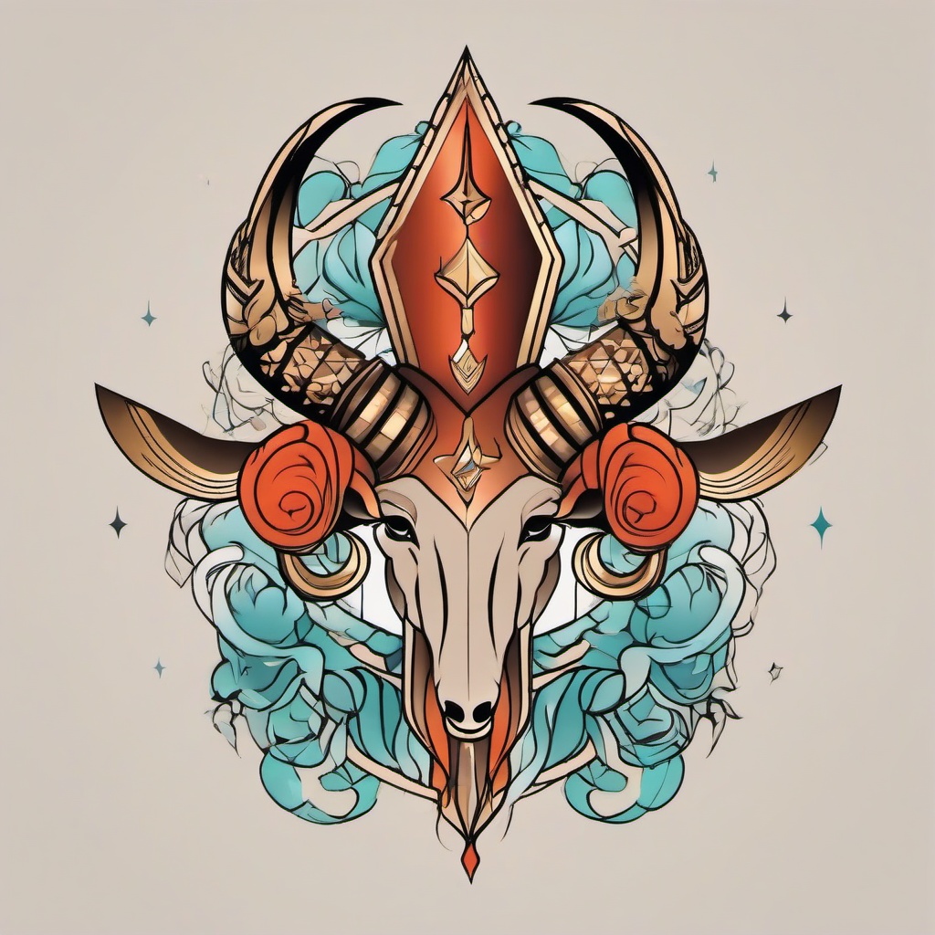 aries and sagittarius tattoo  simple vector color tattoo