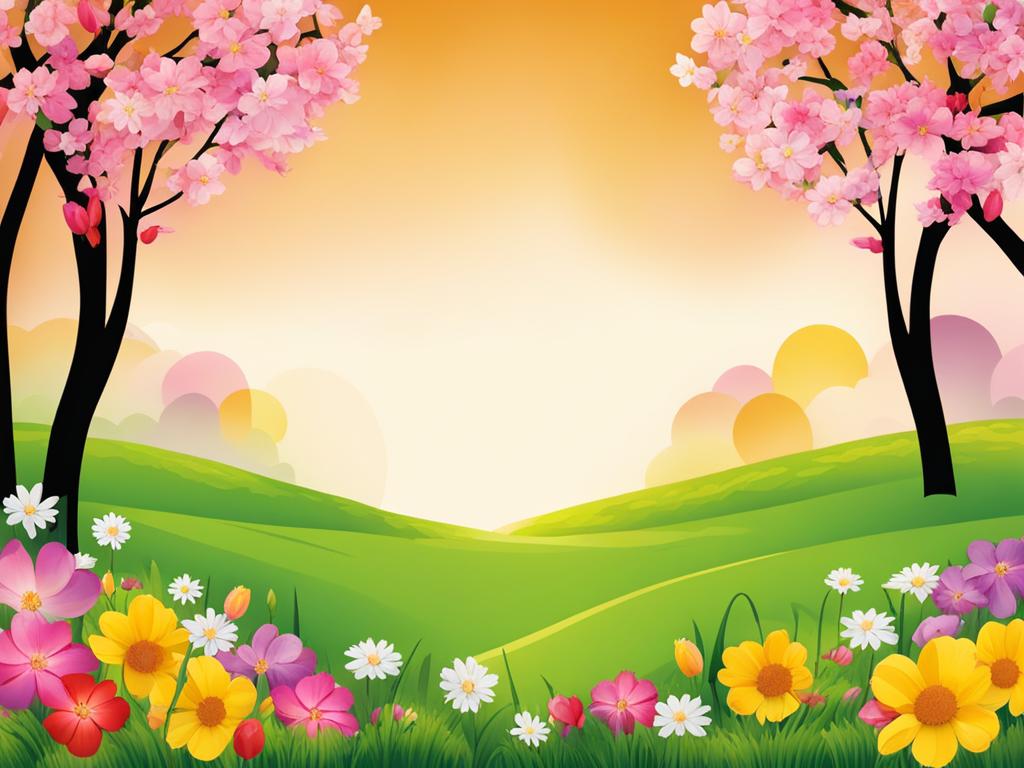 spring clipart: blooming amid a colorful spring garden. 