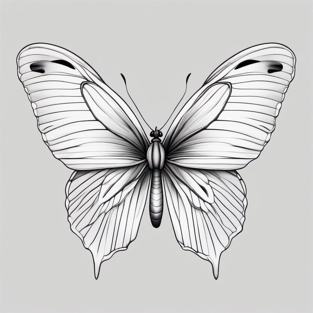 orchid butterfly tattoo  simple color tattoo, minimal, white background