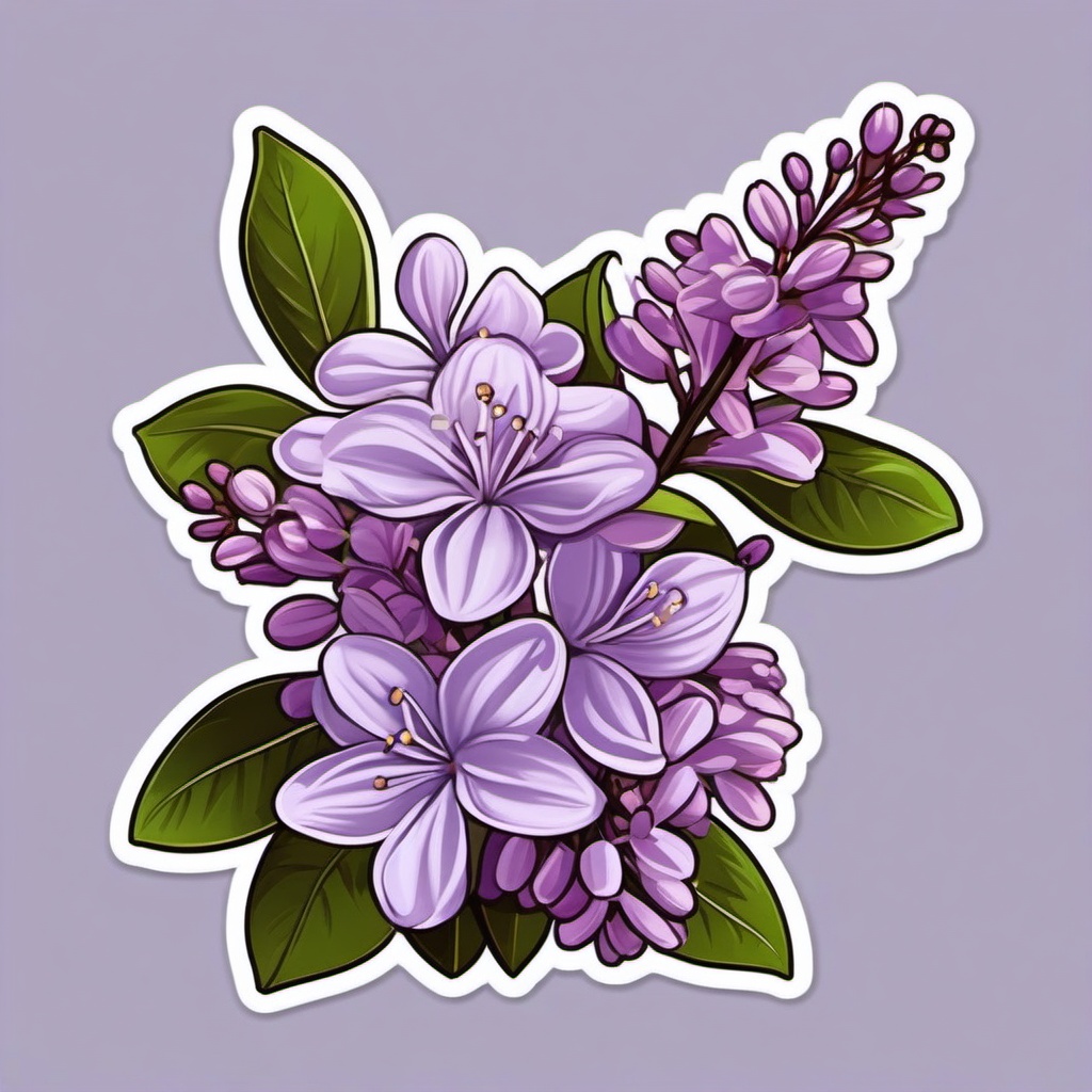 Lilac Sticker - Enjoy the fragrant and nostalgic beauty of lilac blossoms with this elegant sticker, , sticker vector art, minimalist design