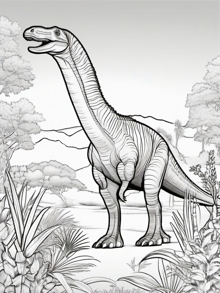 Diplodocus Coloring Pages - Long Tailed Herbivore  black outline printable coloring page