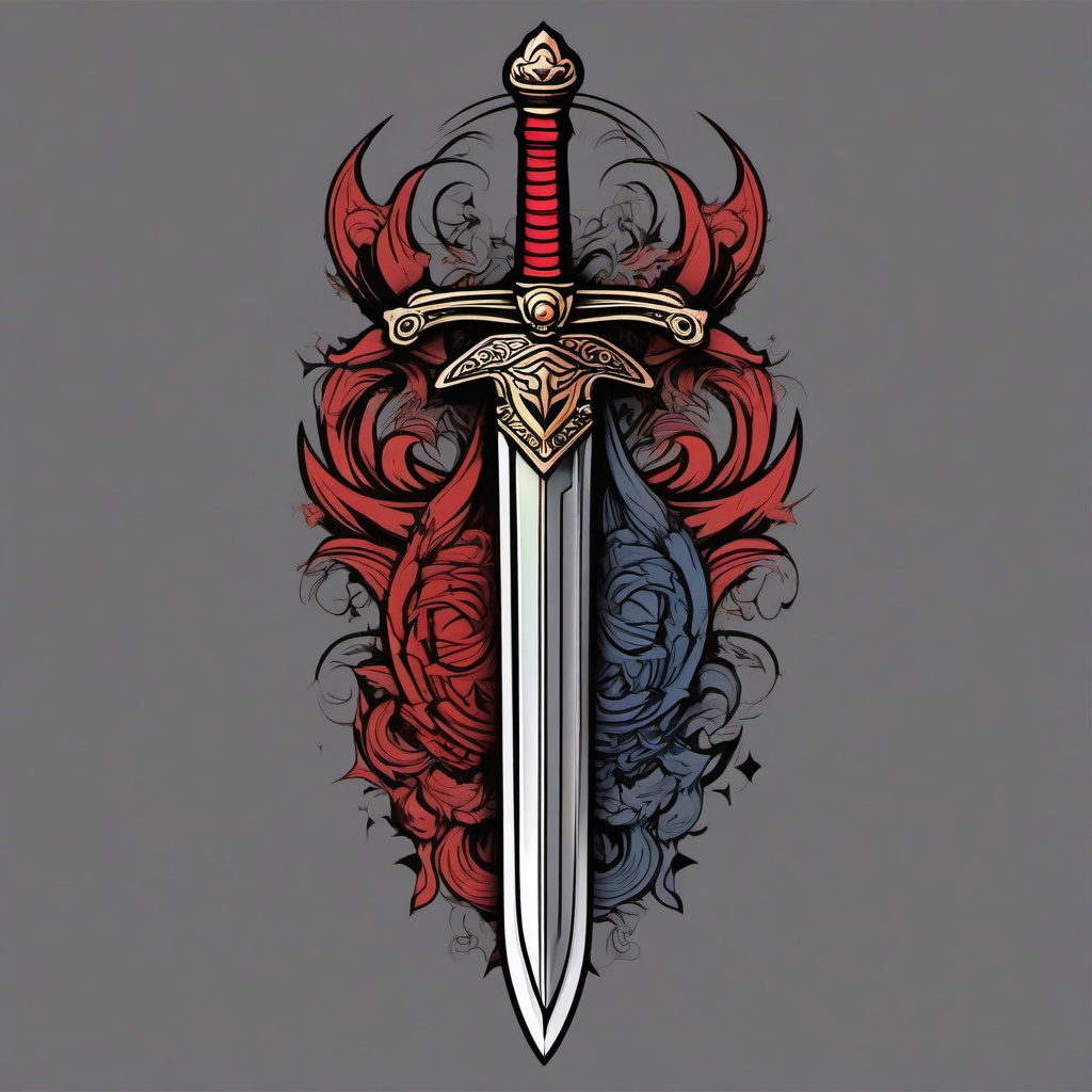 warrior sword tattoo  simple vector color tattoo