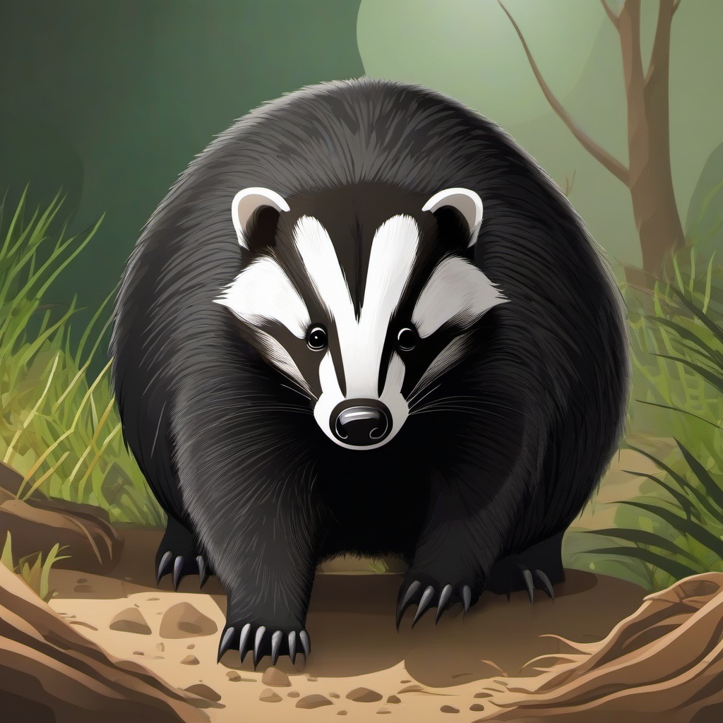 Badger cartoon - burrowing animal with a strong build  