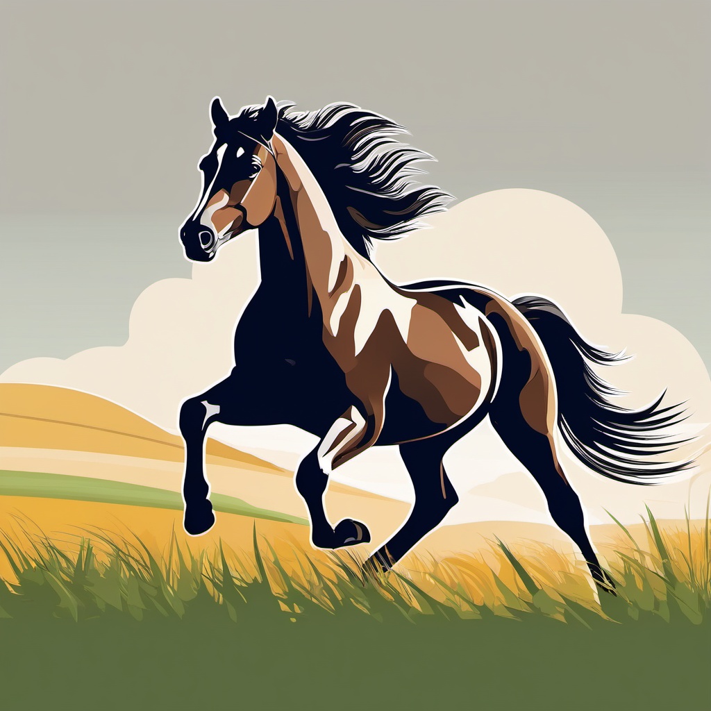 Colt clipart - Energetic colt running in the pasture, ,vector color clipart,minimal