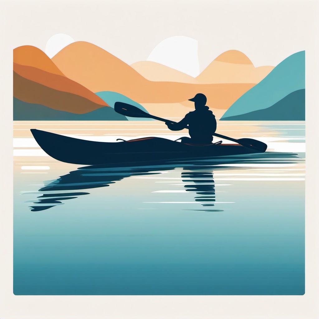 Kayak Clipart - A kayak gliding on tranquil waters.  color vector clipart, minimal style