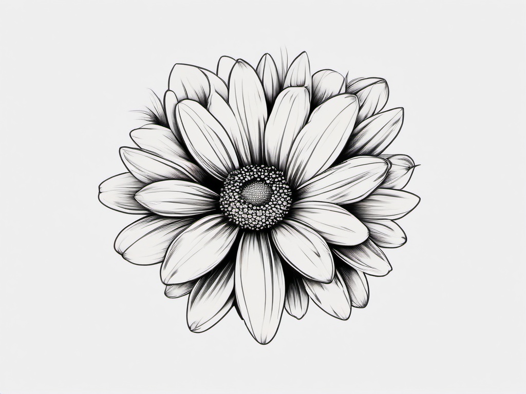 Flower Daisy Tattoo-Adornment of the skin with the beauty of a flower daisy tattoo, a graceful and timeless choice.  simple color tattoo,minimal vector art,white background