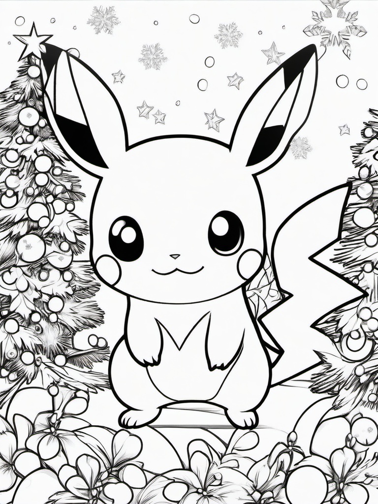 Christmas Pokemon Colouring Pages  outling,coloring pages,black and whit