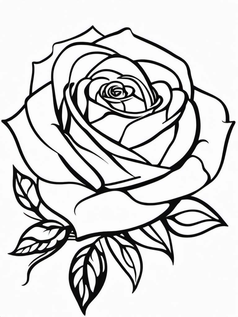 Rose Coloring Pages - Rose with water droplets  simple coloring pages