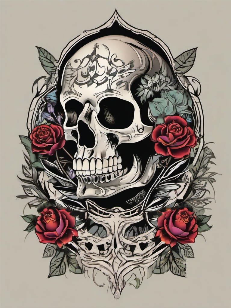 skeleton bone tattoo  simple vector color tattoo