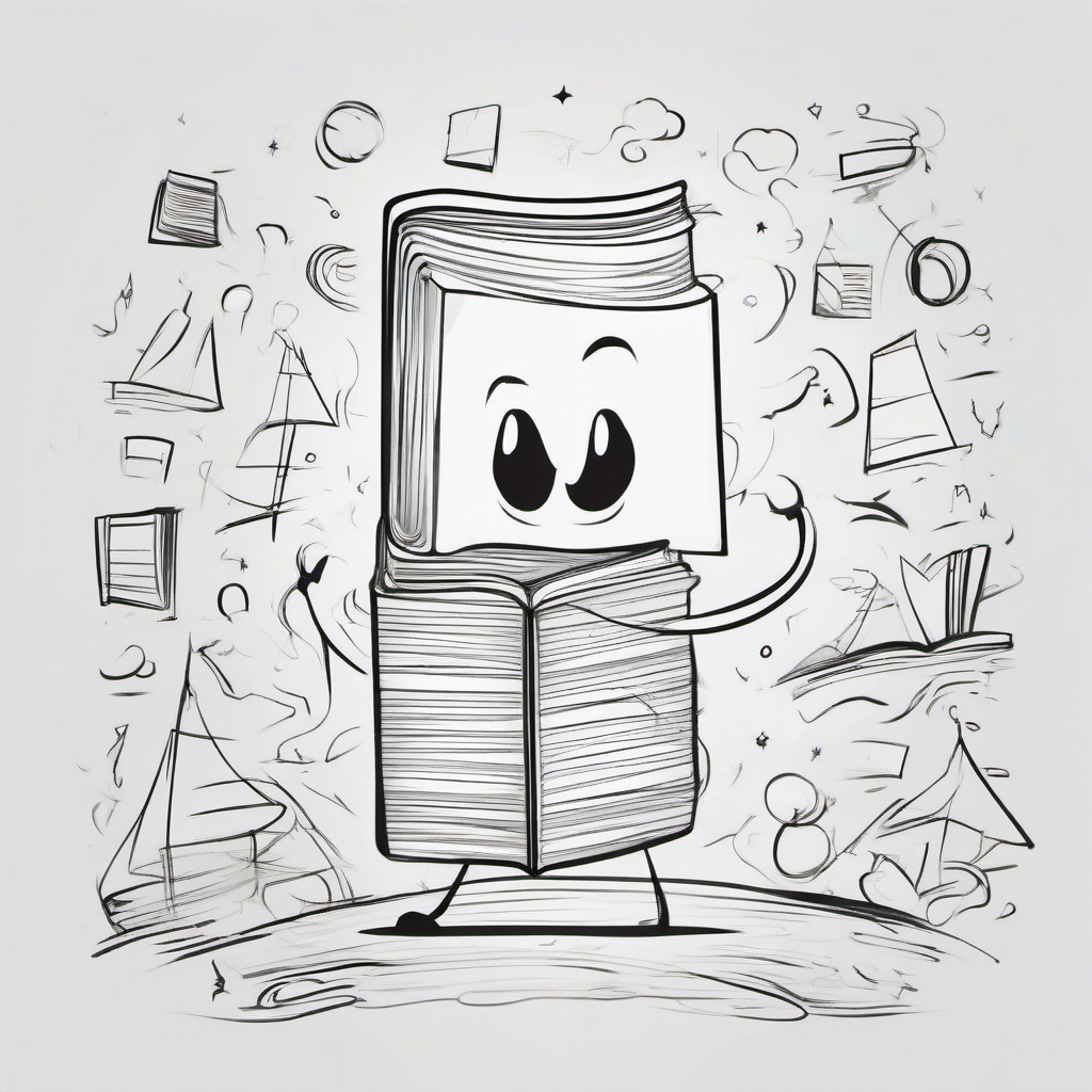 drawing of a cartoon book character  minimal rough sketch scribbles,doodles,black and white