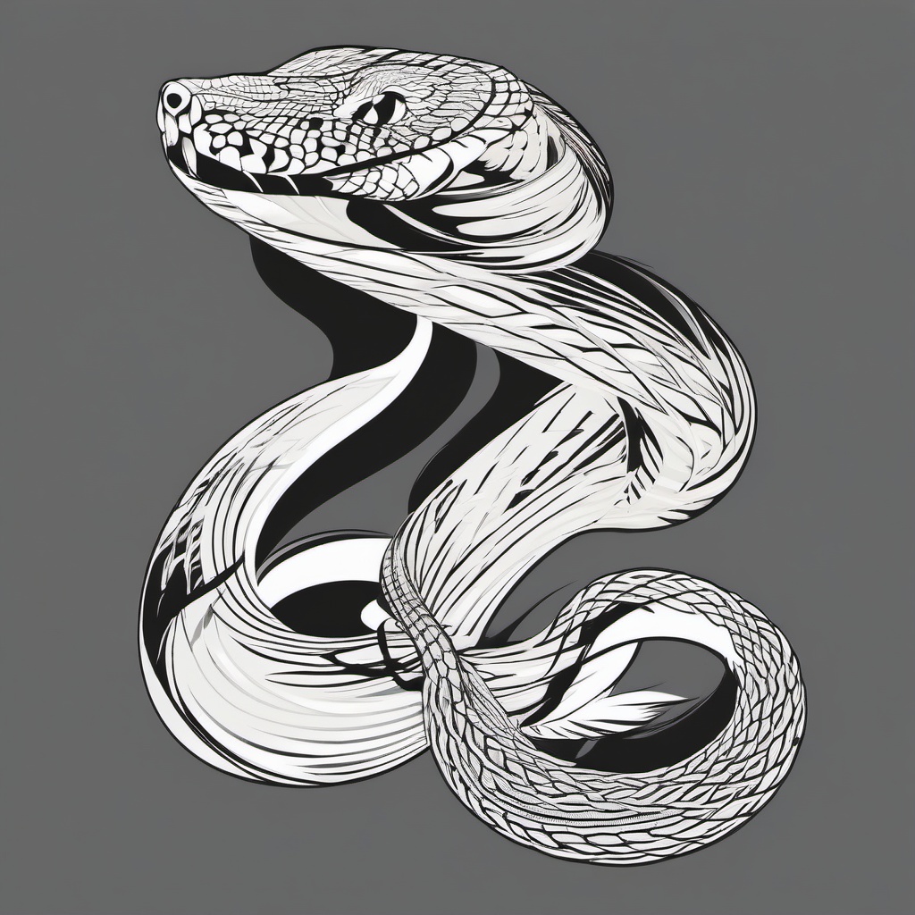 Tattoo of a Snake - Depiction of a snake in tattoo form.  simple vector tattoo,minimalist,white background