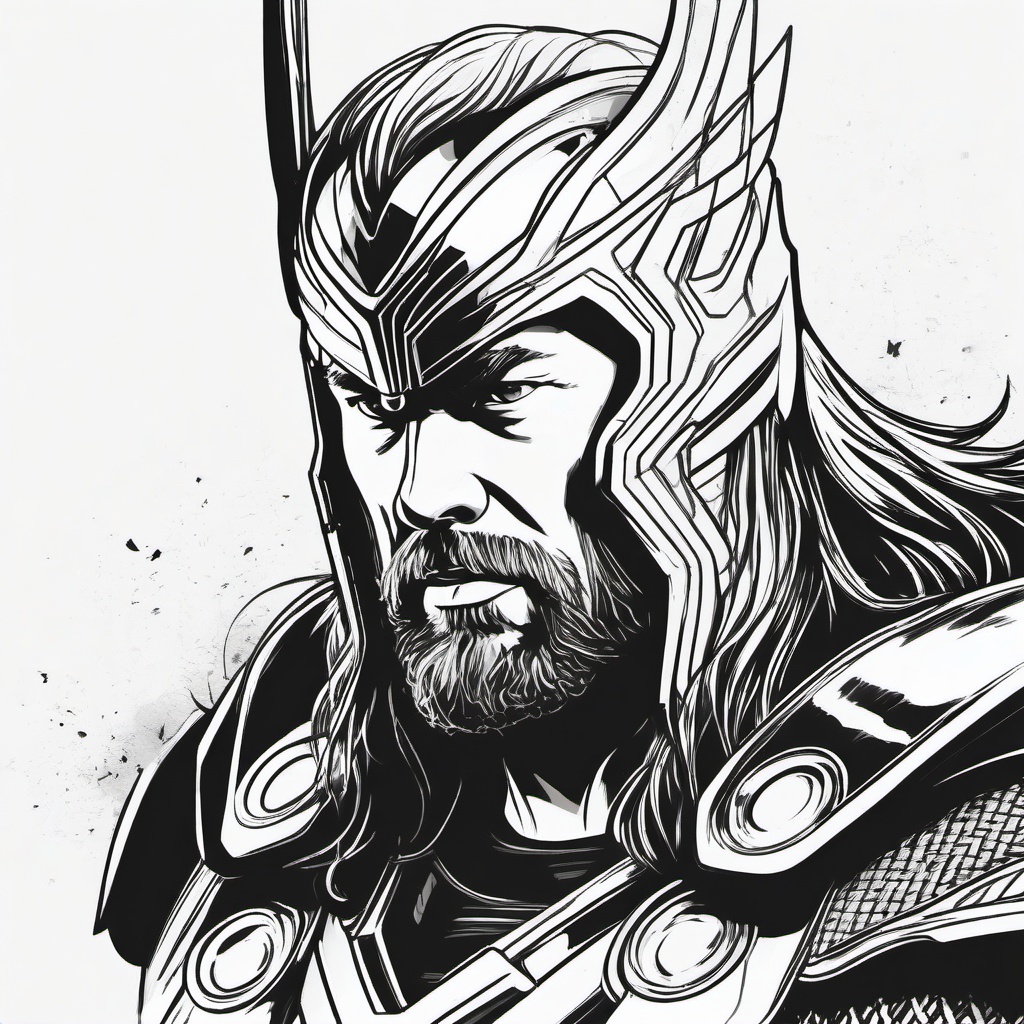 sketch of thor  minimal rough sketch scribbles,doodles,black and white