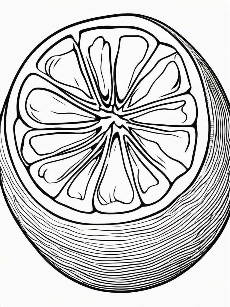 Fruit Coloring Pages - Grapefruit with half showing interior  simple coloring pages