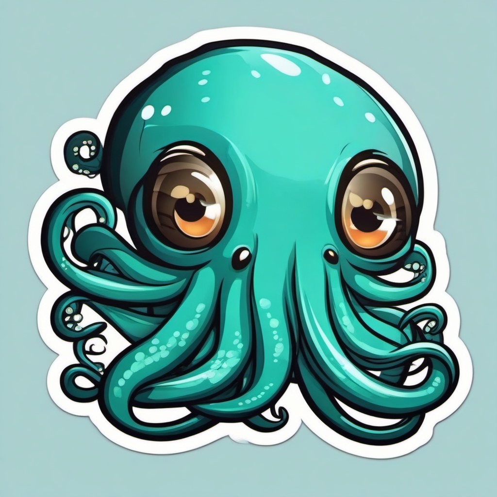 Octopus cartoon - clever sea creature with eight arms  cartoon sticker style