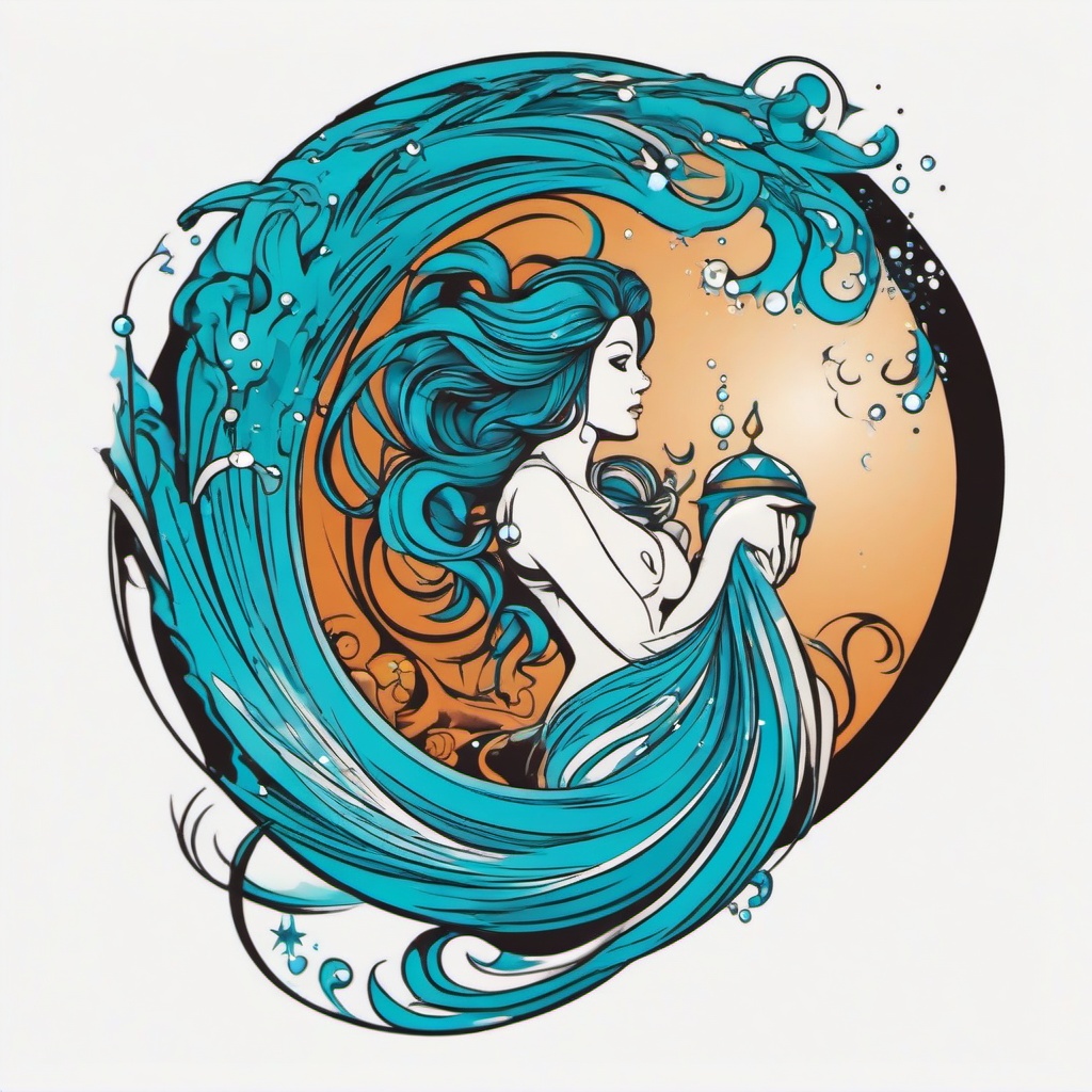 aquarius tattoo  simple vector color tattoo