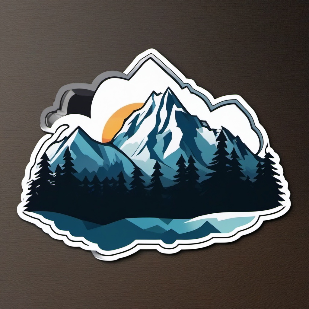 Snowy mountain sticker- Majestic and snowy, , sticker vector art, minimalist design